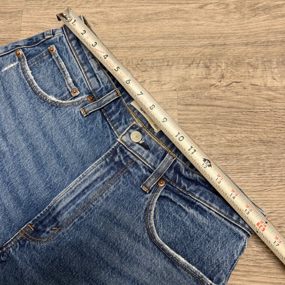 Abercrombie & Fitch Curve Love The 4 Mom Short High Rise Denim Blue Size 30 10 - Picture 5 of 8